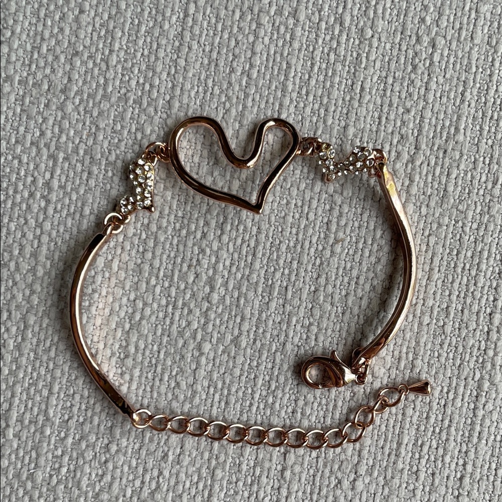 Delicate Heart Link Rose Gold fashion jewelry Bracelet - fits XS/S wrist